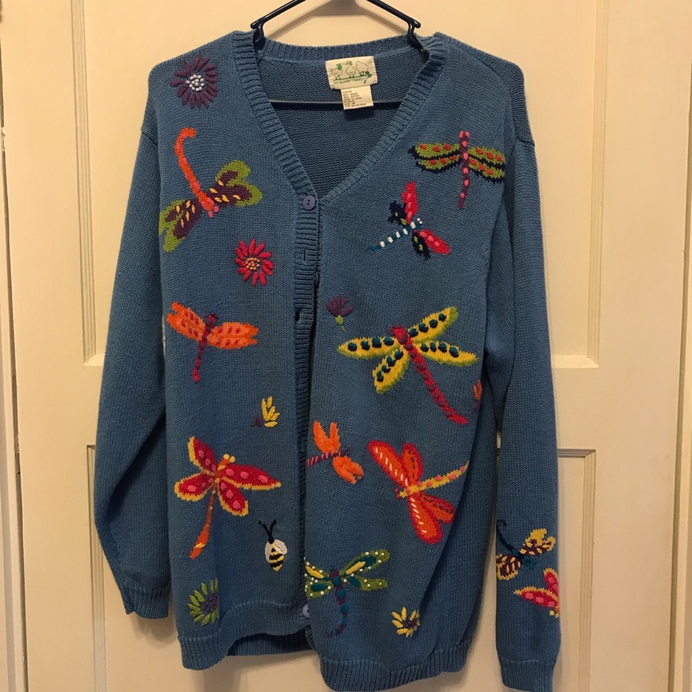 Vintage Dragonfly Knit Cardigan